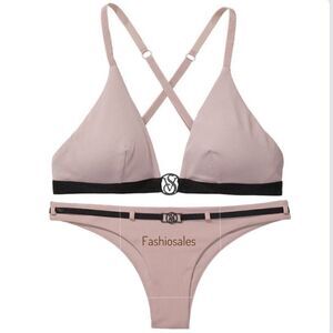 Victorias Secret Swim Wild Wanderer Bralette Bikini top and Bottom Set Mauve